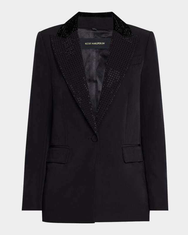 Kenny Single-Button Rhinestone Twill Jacket